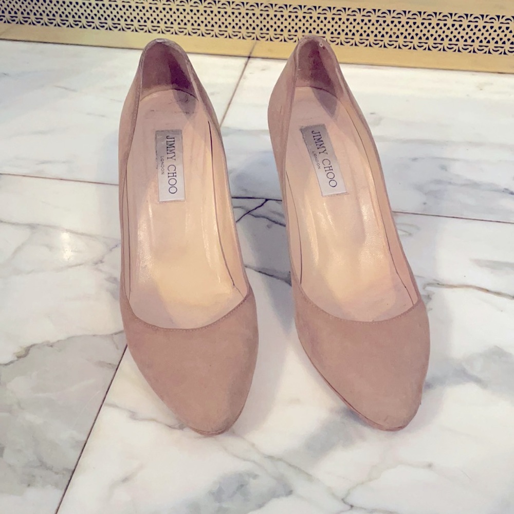 Tan suede jimmy choo wedges. Comfortable & fashionable for the work day!